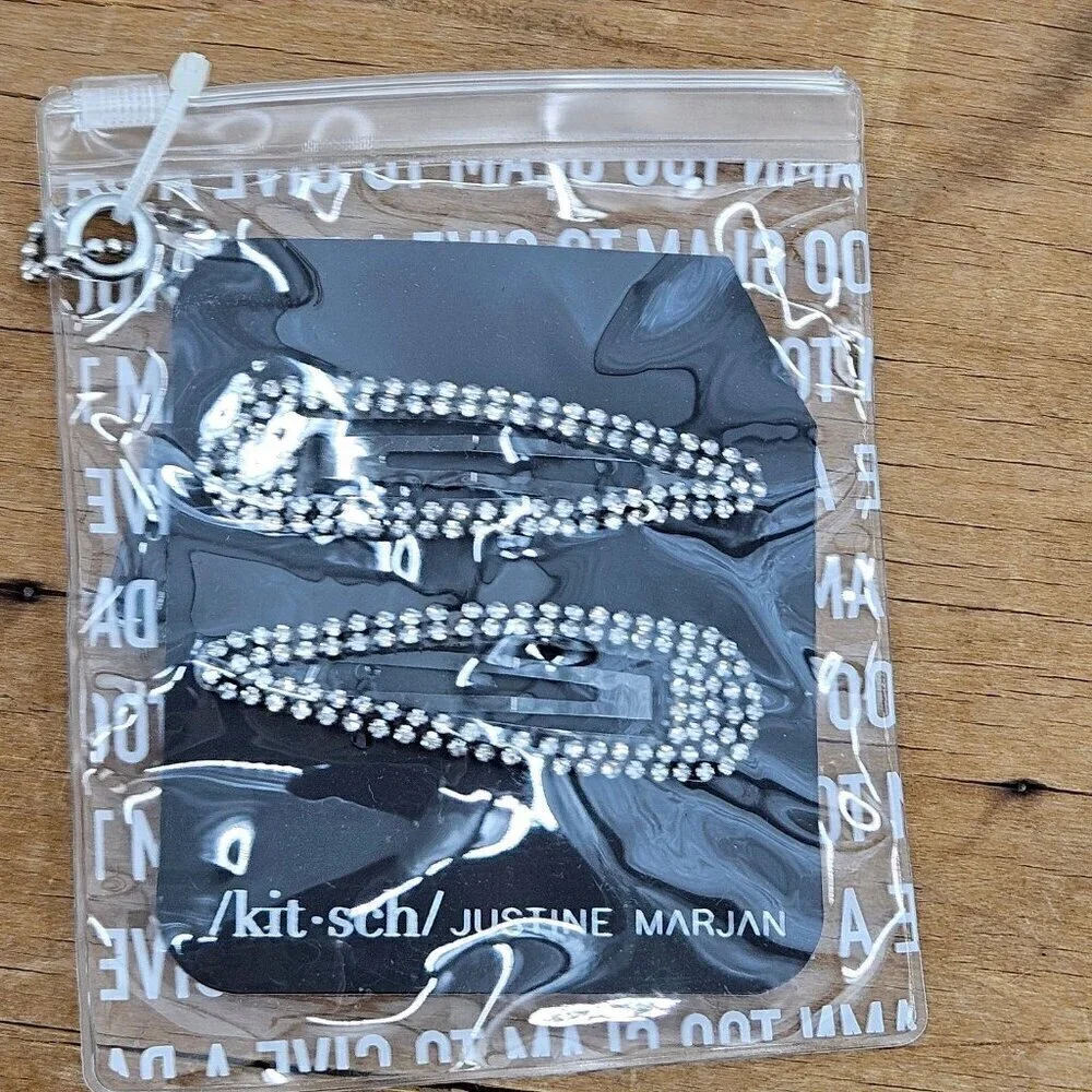 New Kitsch X Justine Marjan Rhinestone Barrettes Set of 2